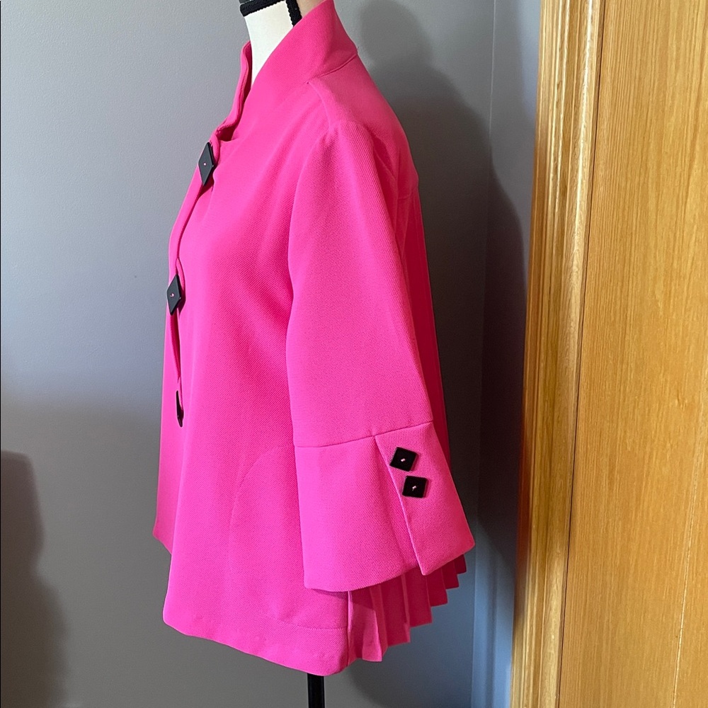 IC by Connie K Hot Pink Pleated Back Jacket 3/4 Sleeves - Picture 4 of 6